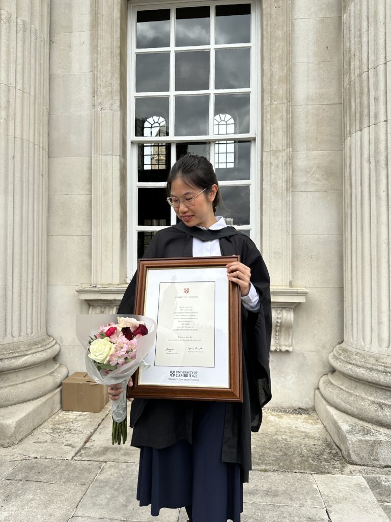 Hui Taou's graduation picture in front of the Senate House